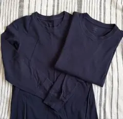 ２枚セットユニクロ　極暖ヒートテックコットン　長袖ネイビーメンズS