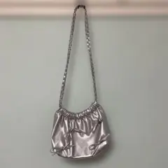 シルバー ギャザーショルダーバッグ