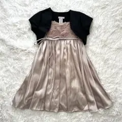 キッズ フォーマルドレス ボレロ付き シャンパンベージュ 発表会 結婚式 七五三