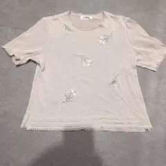 馬里邑まりむら 刺繍入り半袖トップス くすみピンク M〜L