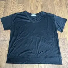 AQUA NAME 半袖 VネックTシャツ FREEサイズ ブラックのサムネイル
