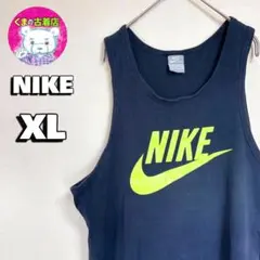 usa古着 NIKE タンクトップ XL 蛍光イエローロゴ ブラックのサムネイル