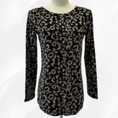 【レオパード柄】ヒョウ柄 長袖 カットソー M 総柄 派手め インナー