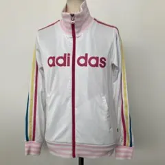 adidas アディダス美品トラックジャケット ホワイト ピンクのサムネイル