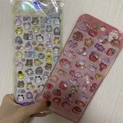 ボンボンドロップシール　二枚セット　動物　アニマル　うさぎ　苺　ピンク