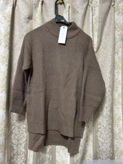ショコラフィネローブ ブラウン タートルネック ニット 長袖