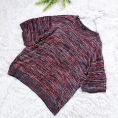 美品 URBAN RESEARCH ITEMS 半袖 ニット ネイビー レッド