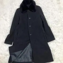 INÉD イネド ボア襟 取り外し可 カシミヤ混 ウール ロングコート グレー