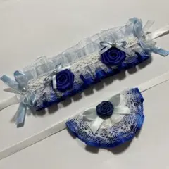 ぬいふく ヘッドドレス スタイ 青 白 水色