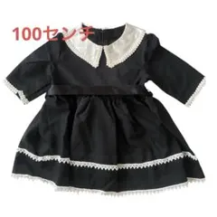❤ハンドメイド❤黒い襟付きワンピース100センチ❤