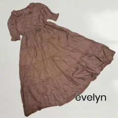 evelyn ワンピース ロング タグ付き フレアスカート ブラウン ドット柄