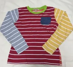 キッズ長袖Tシャツ【サイズ130】 前後色違いボーダーロンT