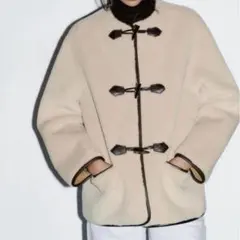 【完売品】ZARA フェイクファー トグル付きコート エクリュ Lサイズ相当