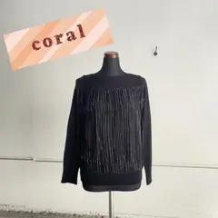 coral コーラル ラメプリーツブラック長袖ニット Cのサムネイル