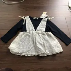 最終お値下げ　新品　AURORAMOONお花模様重ね着風トップス　100