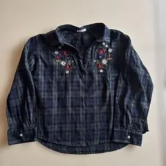 COLZA コルザ レディース 長袖 シャツ グリーン チェック刺繍 Mのサムネイル