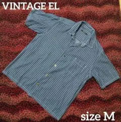 VINTAGE EL/半袖シャツ/M/インディゴ/ストライプ/ウォバッシュのサムネイル