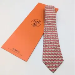 空*海様 HERMES アンカーモチーフ柄 ネクタイ シルク100% 良品