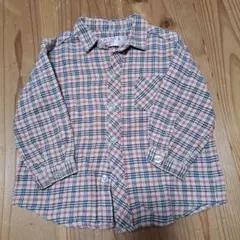 チェック柄コットン長袖シャツ