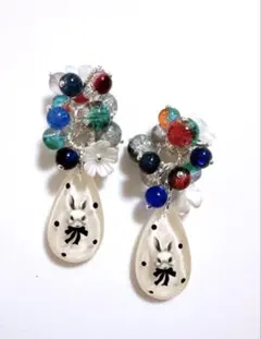 ペイントビーズ チャーム ハンドメイド イヤリング ピアス ネックレス