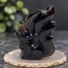 モリオン 九尾の狐 天然石 彫刻