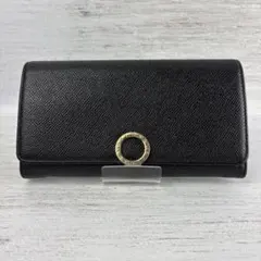 極美品 ブルガリ BVLGARI 二つ折り 長財布 レザー ブラック T728
