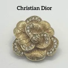希少✨クリスチャンディオール ブローチ ピンバッジ フラワー ゴールド ストーン