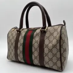 GUCCI グッチ ミニボストンバッグ PVC シェリーライン GG柄 ロゴ金具