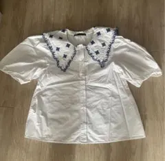 ZARA ザラ　刺繍襟　ブラウス　半袖　Sサイズ