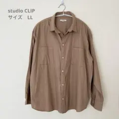 studio CLIP スキッパー長袖シャツ ブラウンベージュ　LLのサムネイル