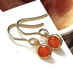 1点作品☆ 大粒マーキス型カーネリアンピアス イヤリングに変更可能