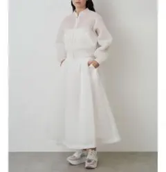 24AW ELENDEEKメッシュボンディングフレアードスカートホワイト02のサムネイル