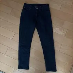 ダークブルー スキニーデニム ボタン付き　Ｍ