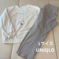 UNIQLO Lサイズ　フリーススウェットとグレーパンツセット　ルームウェアのサムネイル