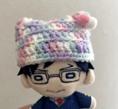 【ポンポン付き】ぬい用　猫耳ニット帽　ポンポン付き　ゆめかわ　ちびぬい