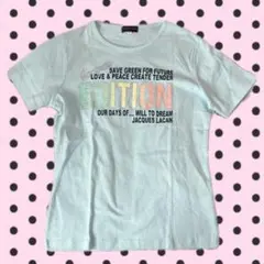 平成ギャル パンク グランジ y2k ギャル男 Tシャツ サーフ ラメ 水色