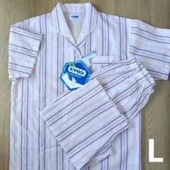 新品【着るヒヤロン】 パジャマ L 半袖 七分丈パンツ ストライプ ピンクのサムネイル