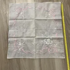 刺繍ハンカチ ホワイト ピンク