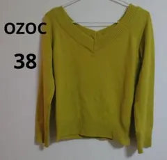 OZOC セーター　ニット　長袖　緑　黄　Ｖネック　38のサムネイル