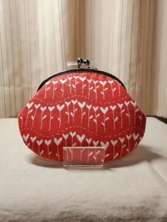 ハート柄のがま口ポーチ(ハンドメイド)