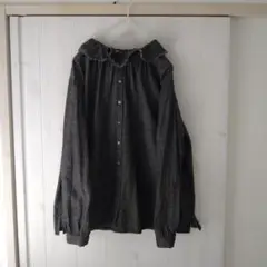 HEAVENLY / 綿麻　フリル襟　長袖シャツ　インディゴ製品