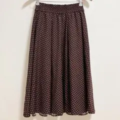 INGNI ドット柄シャーリングミディスカート　森ガール　ブラウン　Mサイズのサムネイル