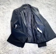 【極希少】ZARA タキシードジャケット フェイクレザー ラペル切替のサムネイル