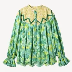 ミュベール MUVEIL マルチプリントブラウス 花柄 グリーン 総柄 ブラウスのサムネイル