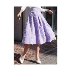 rienda ジャカートタックフレアジャストウエストスカート パープル