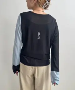 新品　今季　レルビエ　tシャツ バックロゴバイカラーカットトップス レディースのサムネイル