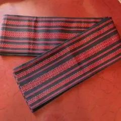 黒と赤のストライプ 半幅帯