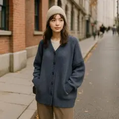 LOWRYS FARM ニット ゆったり Fサイズ ブルー アウター