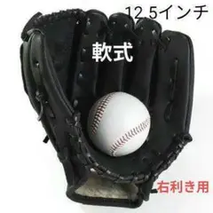 【12.5インチ】グローブ 軟式 野球 キャッチボール 高校生〜大人 初心者 黒
