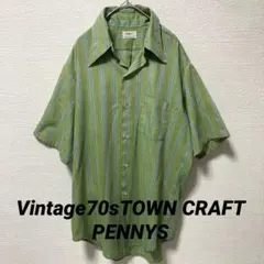 Vintage70sTOWN CRAFT PENNYSコットンポリ半袖シャツLのサムネイル